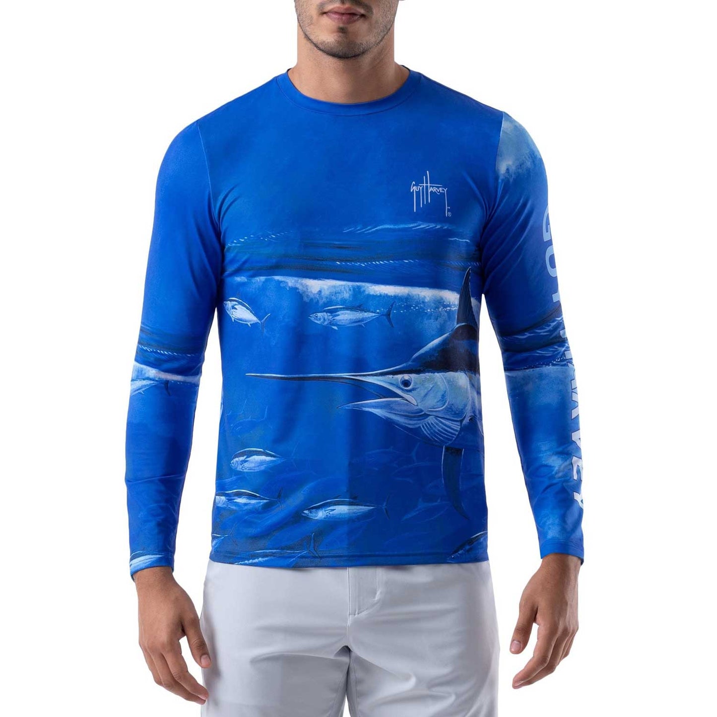 Guy Harvey Men's Marlin Wrap Tech Shirt Long Sleeve - Delft