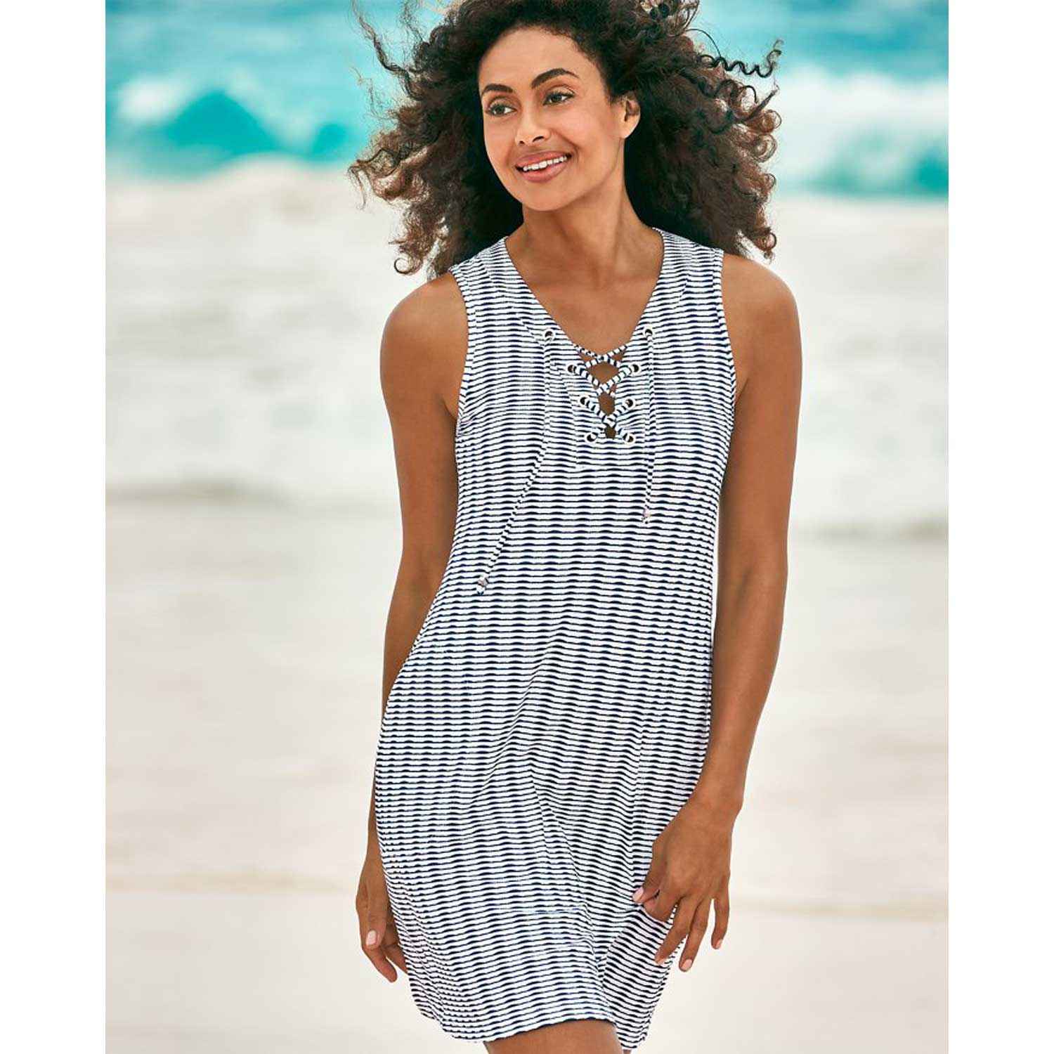 Tommy Bahama Island Cays Stripe Spa Lace Up Spa Dress
