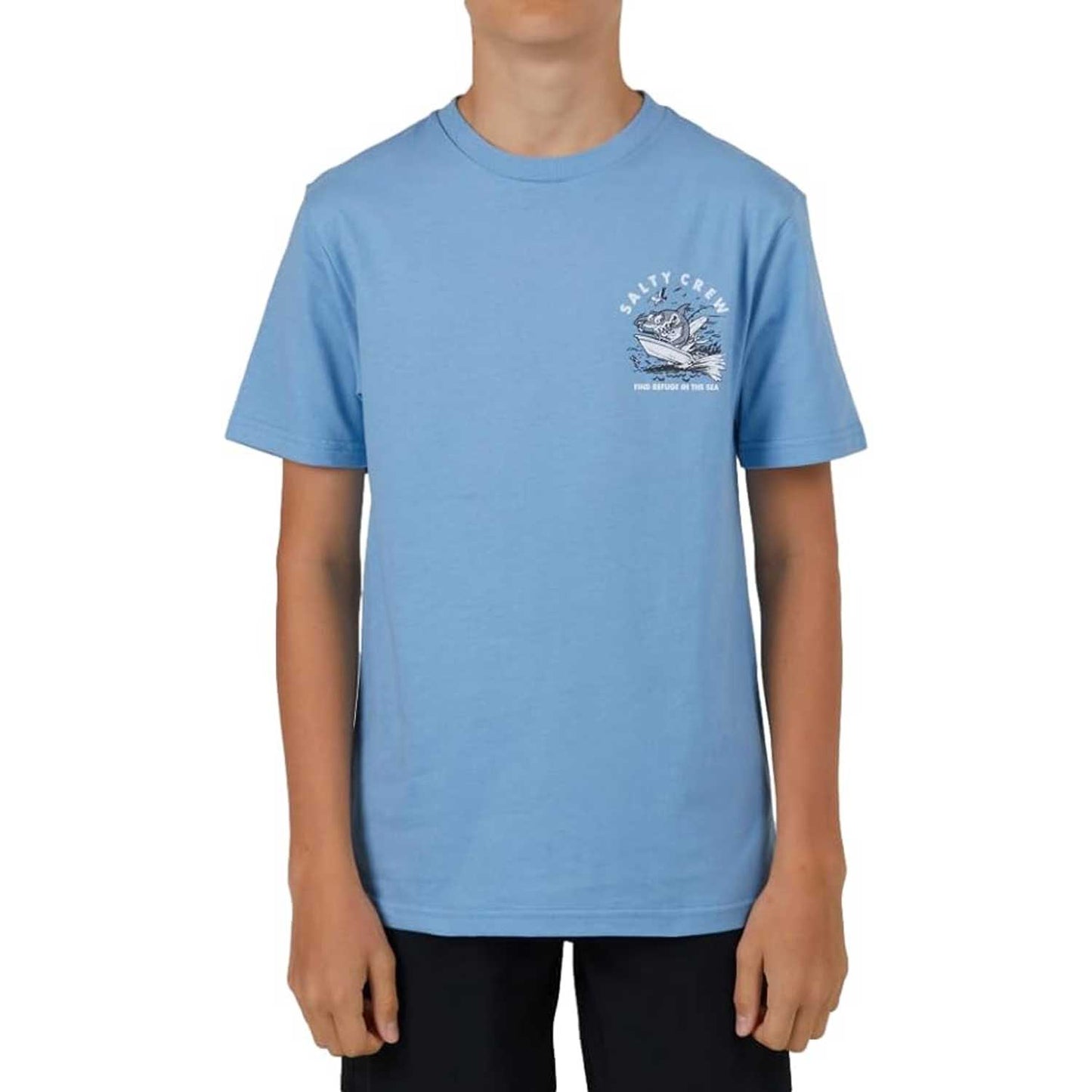 Salty Crew Hot Rod Shark Boy's Premium Short Sleeve T-Shirt - Marine Blue