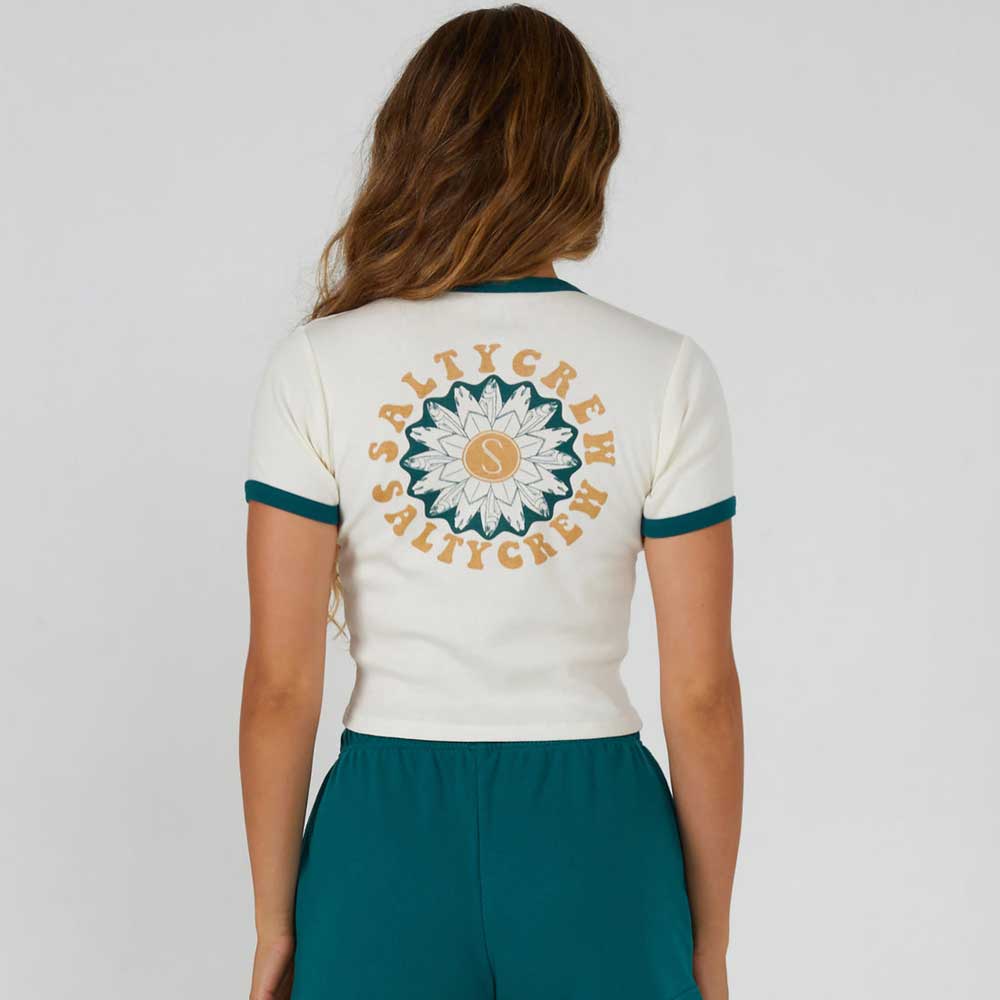 Salty Crew Women's Flower Power Ringer T-Shirt - BeachToBlvd