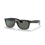 Ray-Ban New Wayfarer Classic Polarized Sunglasses - Black 55mm Frame - Green Lenses - BeachToBlvd