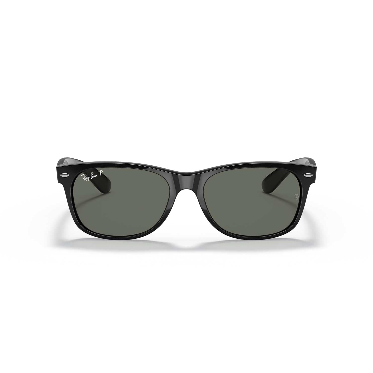 Ray-Ban New Wayfarer Classic Polarized Sunglasses - Black 55mm Frame - Green Lenses - BeachToBlvd