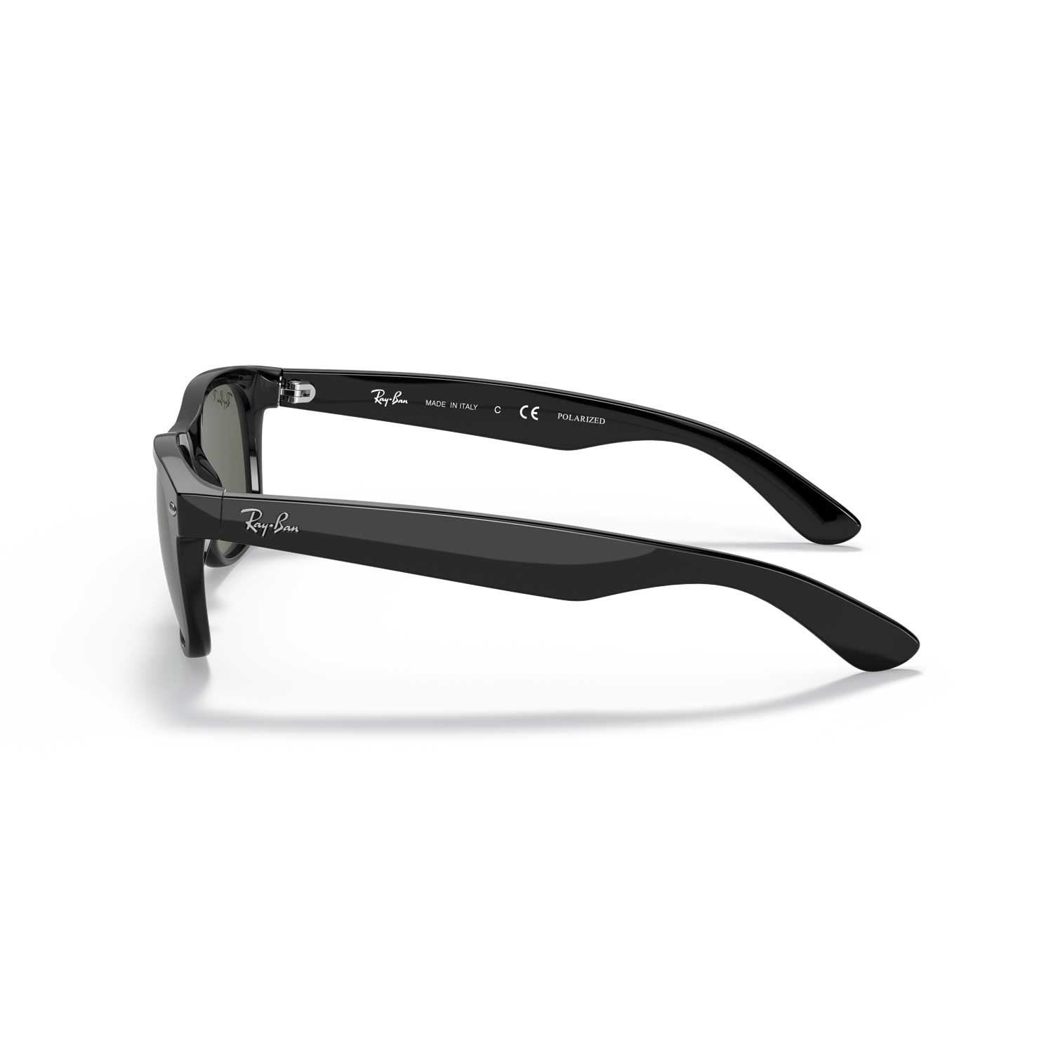 Ray-Ban New Wayfarer Classic Polarized Sunglasses - Black 55mm Frame - Green Lenses - BeachToBlvd