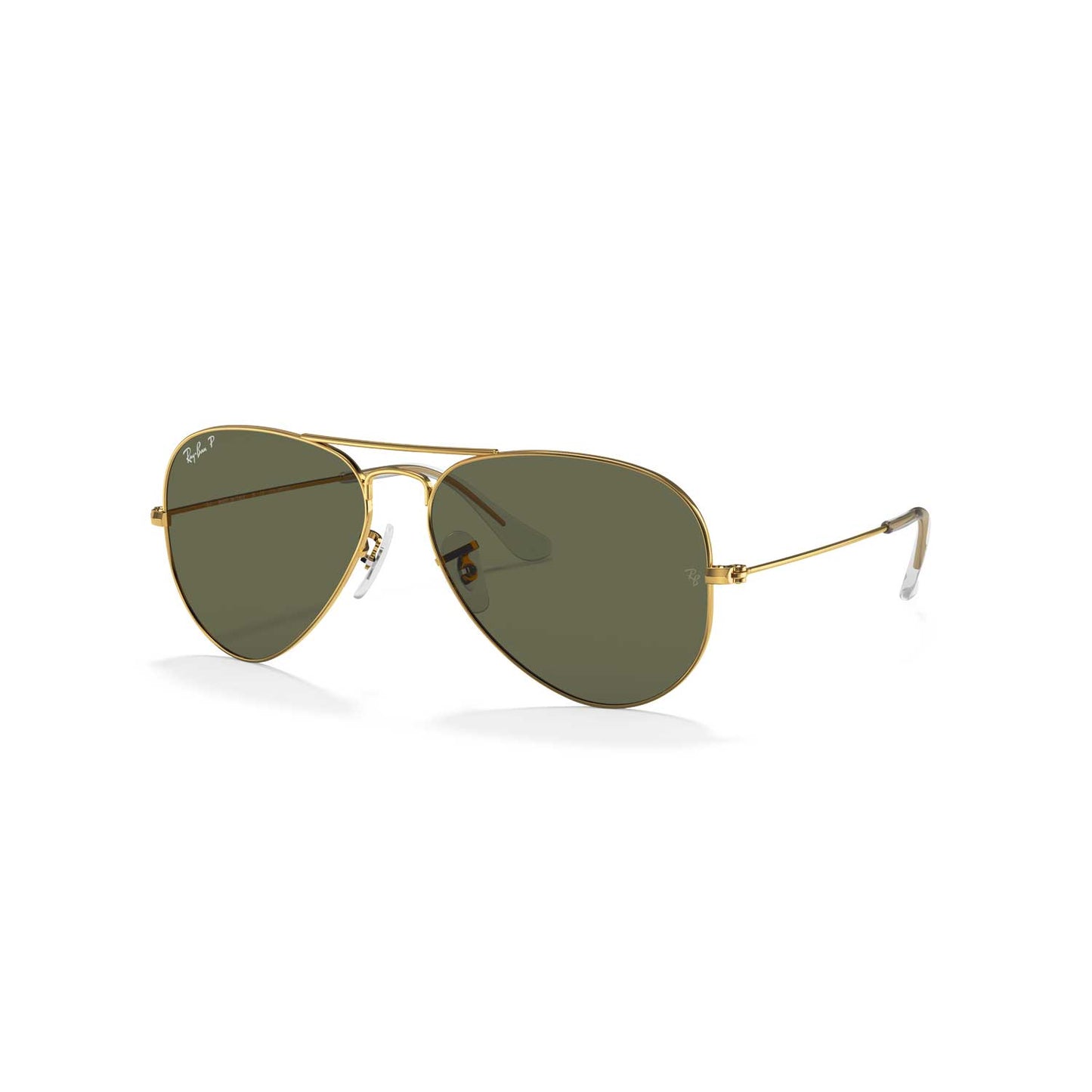 Ray-Ban Aviator Polarized Sunglasses - Polished Gold Frame - Green Lenses