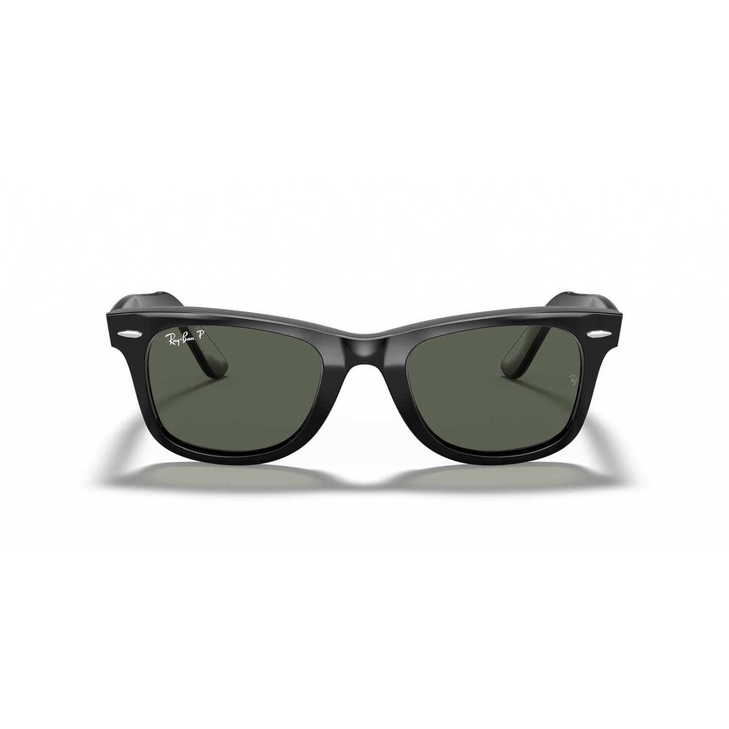 Ray-Ban Wayfarer Classic Polarized Sunglasses - Polished Black 54 mm Frame - Green Lenses - BeachToBlvd