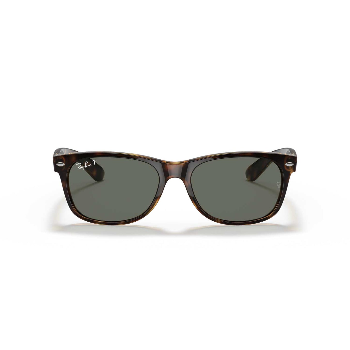 Ray-Ban New Wayfarer Classic Polarized Sunglasses - Tortoise Frame - Green Lenses