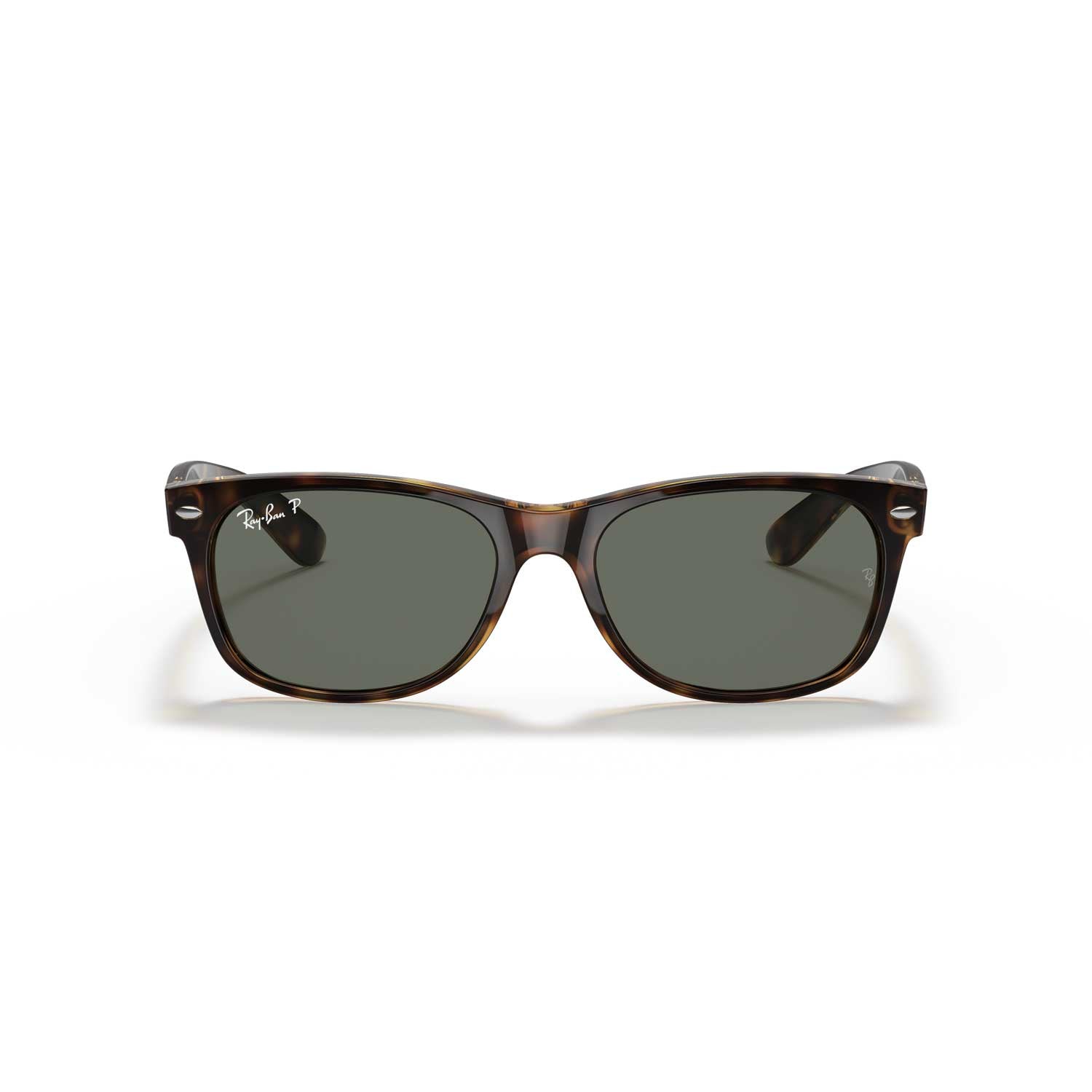 Ray-Ban New Wayfarer Classic Polarized Sunglasses - Tortoise Frame - Green Lenses - BeachToBlvd
