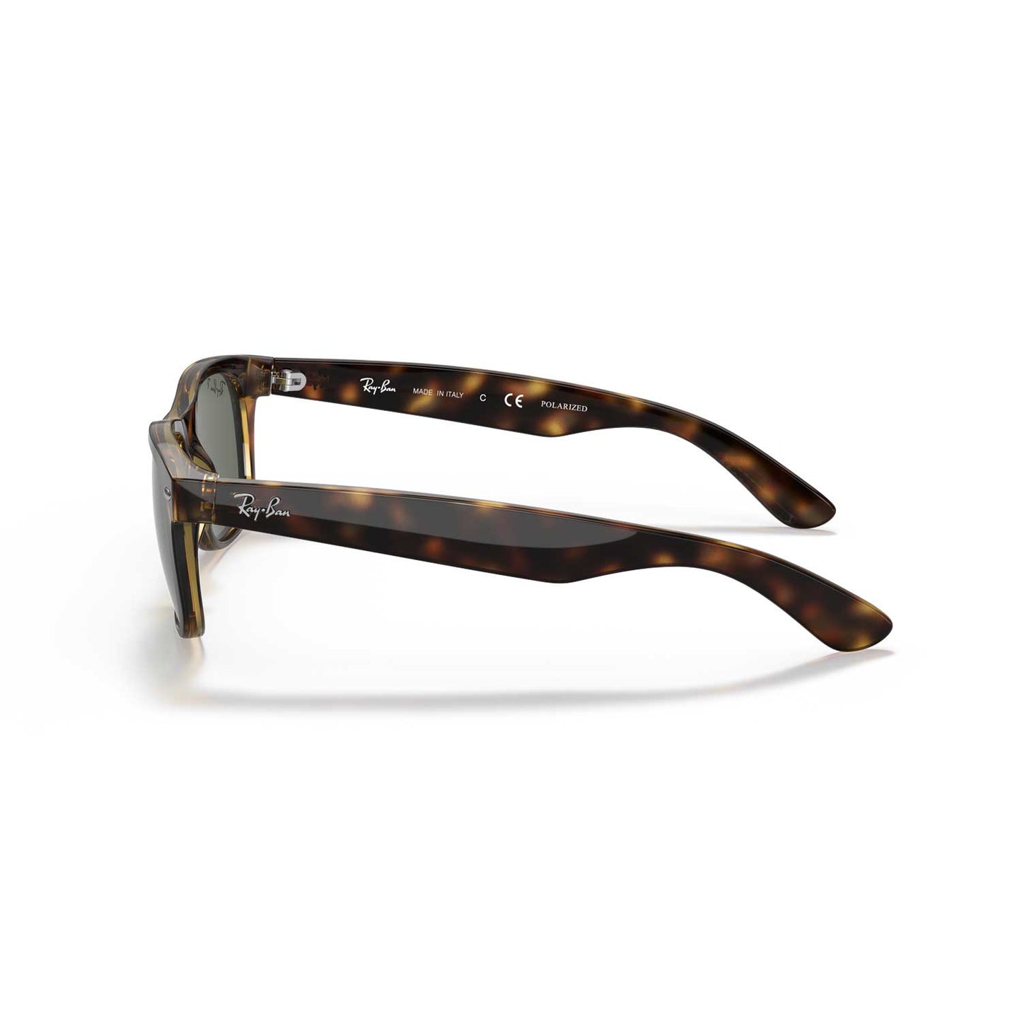 Ray-Ban New Wayfarer Classic Polarized Sunglasses - Tortoise Frame - Green Lenses