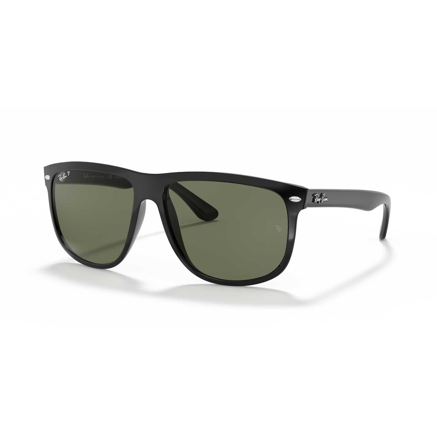 Ray-Ban Boyfriend Polarized Sunglasses - Polished Black Frame - Green Lenses
