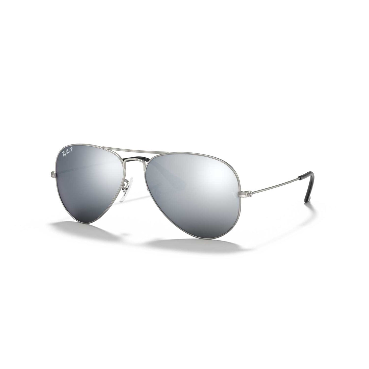 Ray-Bay RB3025 Aviator Mirror Polarized Sunglasses - Silver Frame \ Dark Grey Mirror Lenses