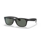 Ray-Ban New Wayfarer Classic Polarized Sunglasses - Matte Black Frame - Green Lenses - BeachToBlvd