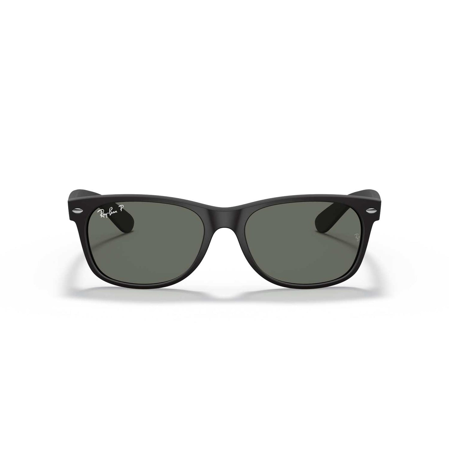Ray-Ban New Wayfarer Classic Polarized Sunglasses - Matte Black Frame - Green Lenses