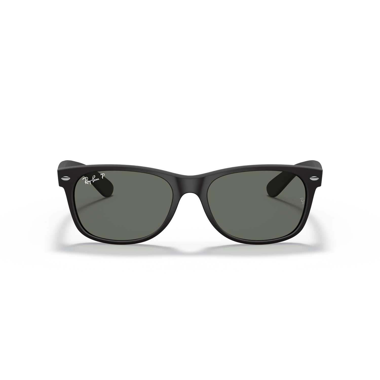 Ray-Ban New Wayfarer Classic Polarized Sunglasses - Matte Black Frame - Green Lenses - BeachToBlvd