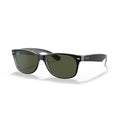 Ray-Ban New Wayfarer Classic Sunglasses - Matte Black On Transparent Frame - Green Lenses - BeachToBlvd
