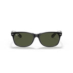 Ray-Ban New Wayfarer Classic Sunglasses - Matte Black On Transparent Frame - Green Lenses - BeachToBlvd
