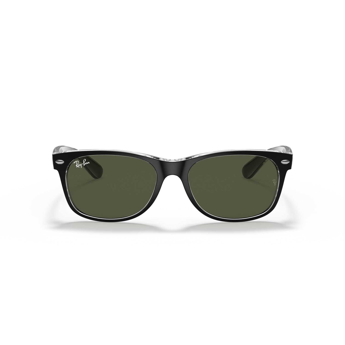 Ray-Ban New Wayfarer Classic Sunglasses - Matte Black On Transparent Frame - Green Lenses