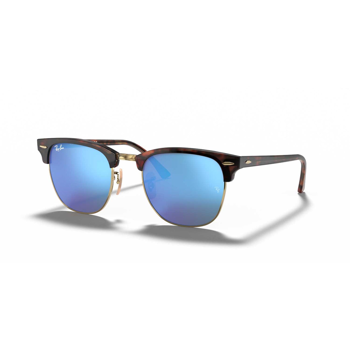 Ray-Ban Clubmaster Flash Sunglasses - Havana on Gold Frame - Blue Lenses