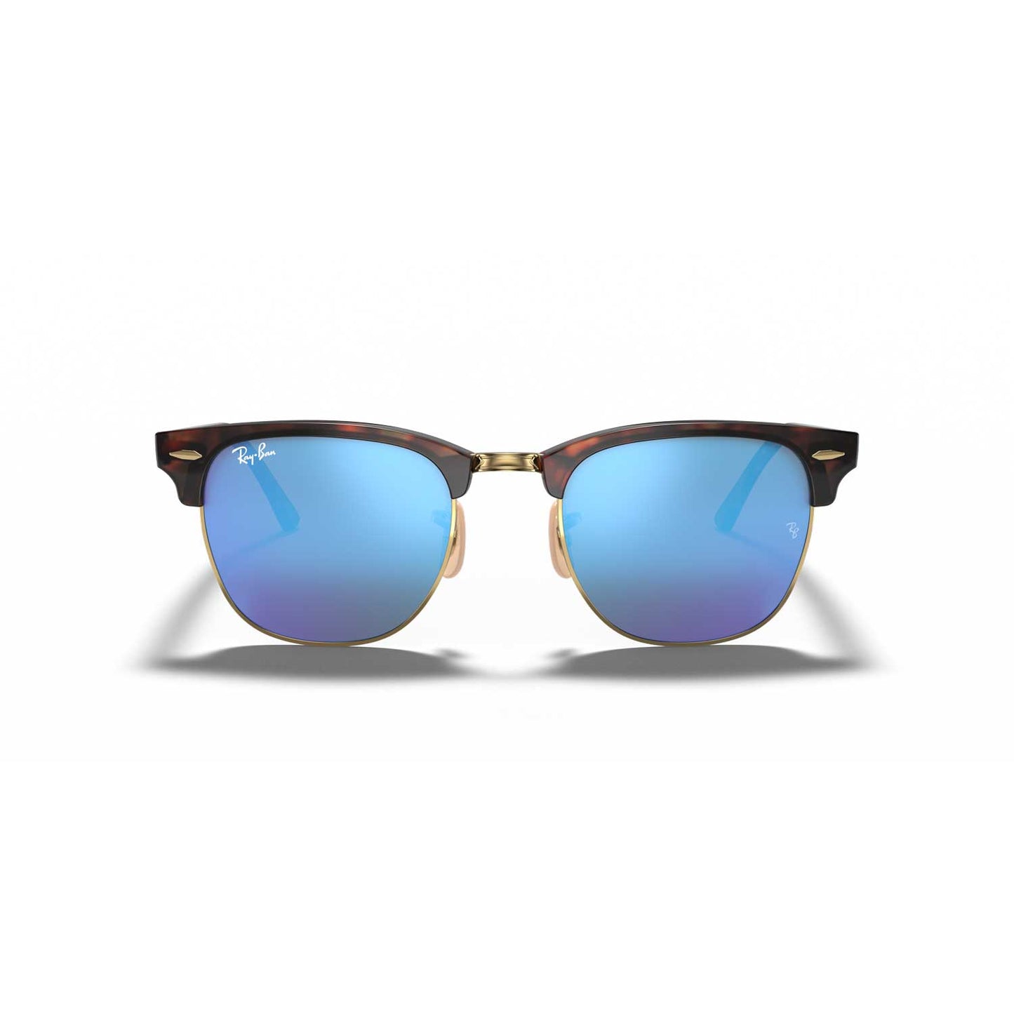 Ray-Ban Clubmaster Flash Sunglasses - Havana on Gold Frame - Blue Lenses