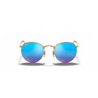 Ray-Ban RB3447 Round Polarized Sunglasses - Matte Gold Frame - Blue Lenses - BeachToBlvd