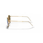Ray-Ban RB3447 Round Polarized Sunglasses - Matte Gold Frame - Blue Lenses - BeachToBlvd