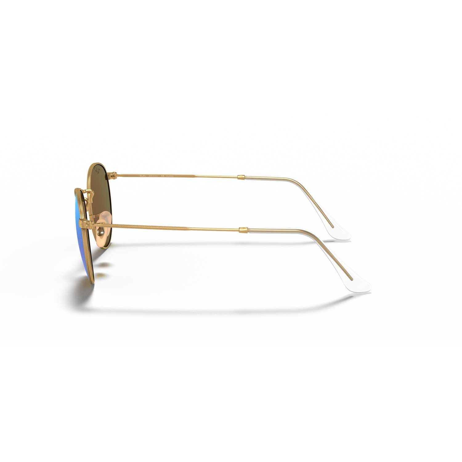 Ray-Ban RB3447 Round Polarized Sunglasses - Matte Gold Frame - Blue Lenses - BeachToBlvd