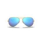 Ray-Ban Aviator Polarized Sunglasses - Matte Gold Frame - Blue Lenses - BeachToBlvd
