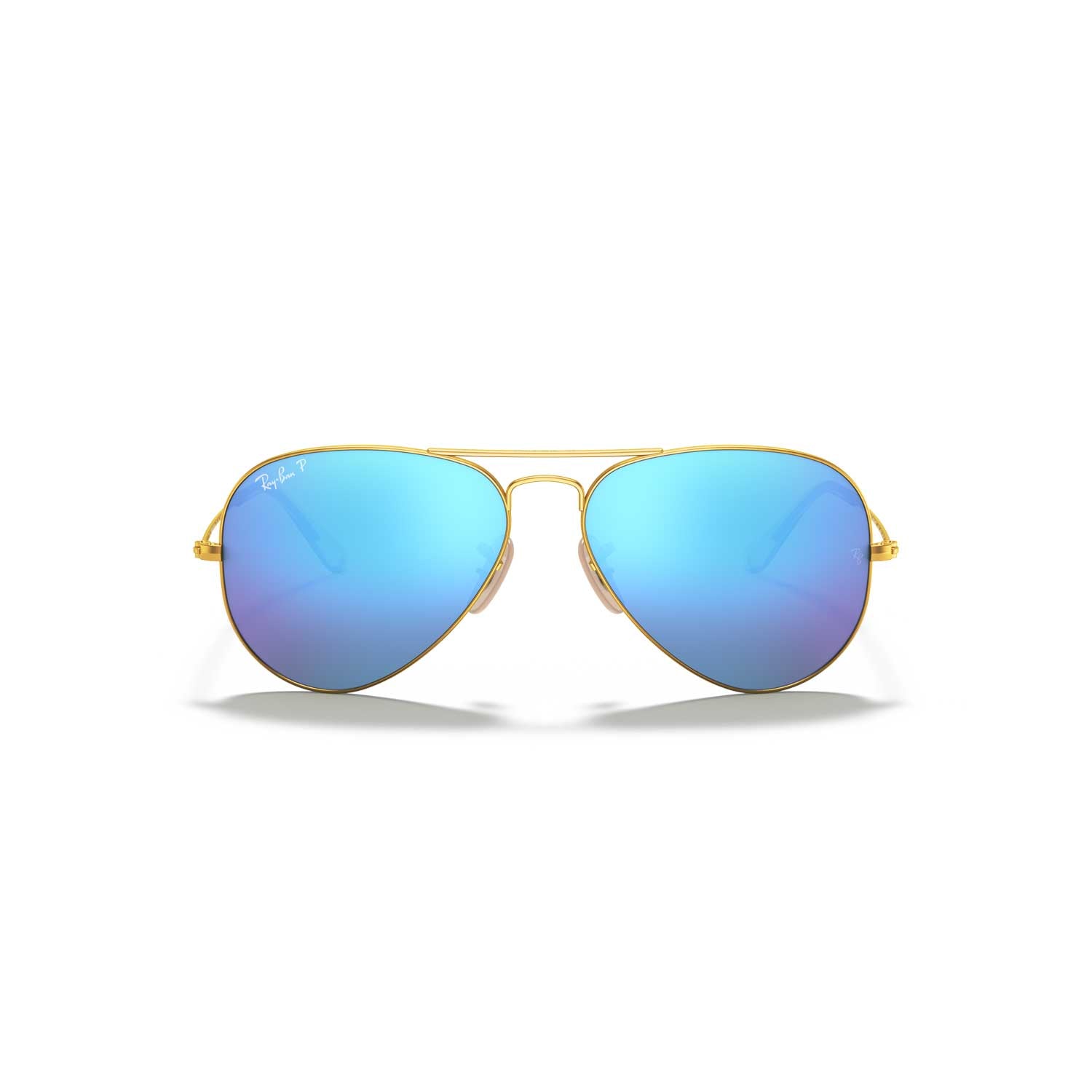 Ray-Ban Aviator Polarized Sunglasses - Matte Gold Frame - Blue Lenses - BeachToBlvd