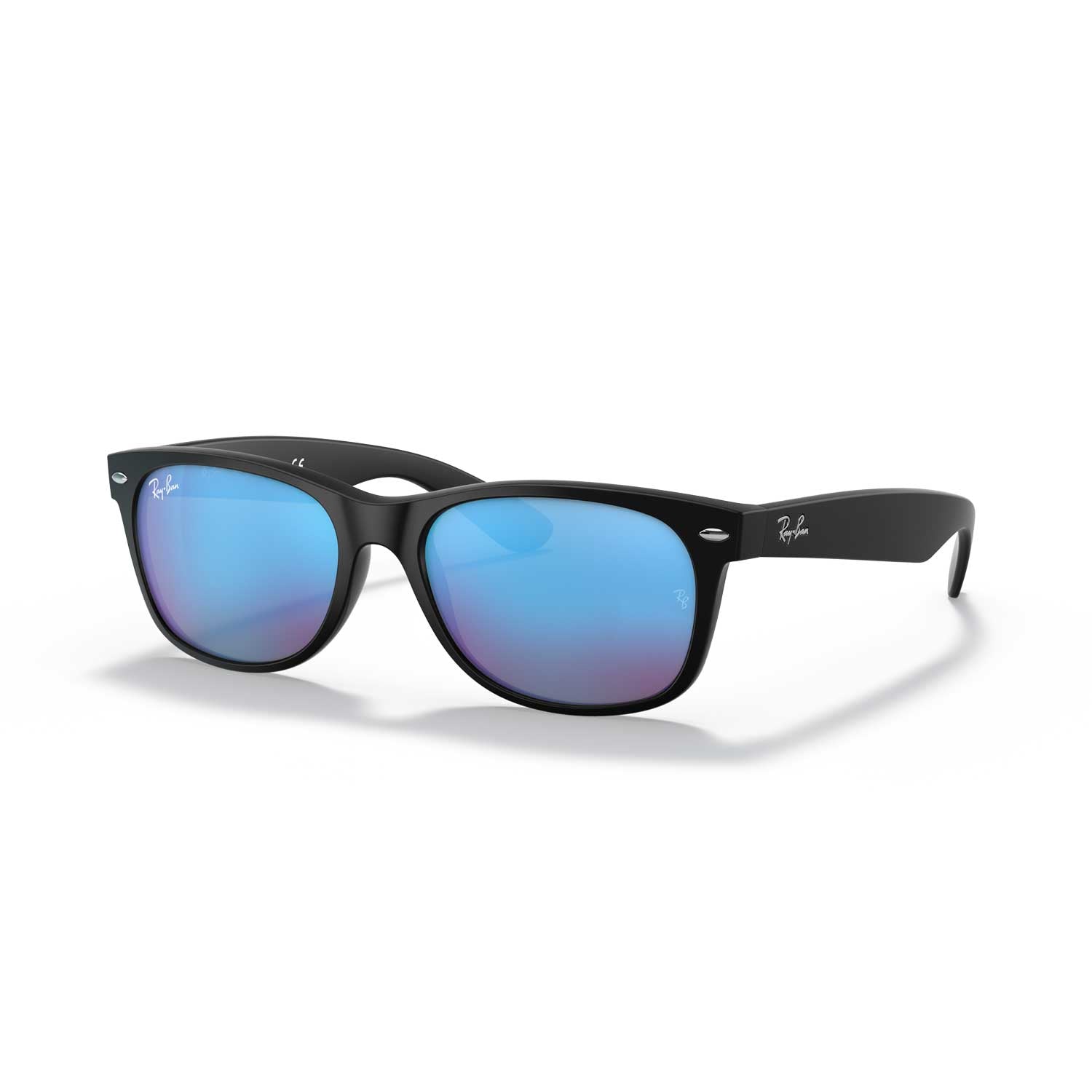 Ray-Ban New Wayfarer Classic Sunglasses - Matte Black Frame - Blue Lenses - BeachToBlvd