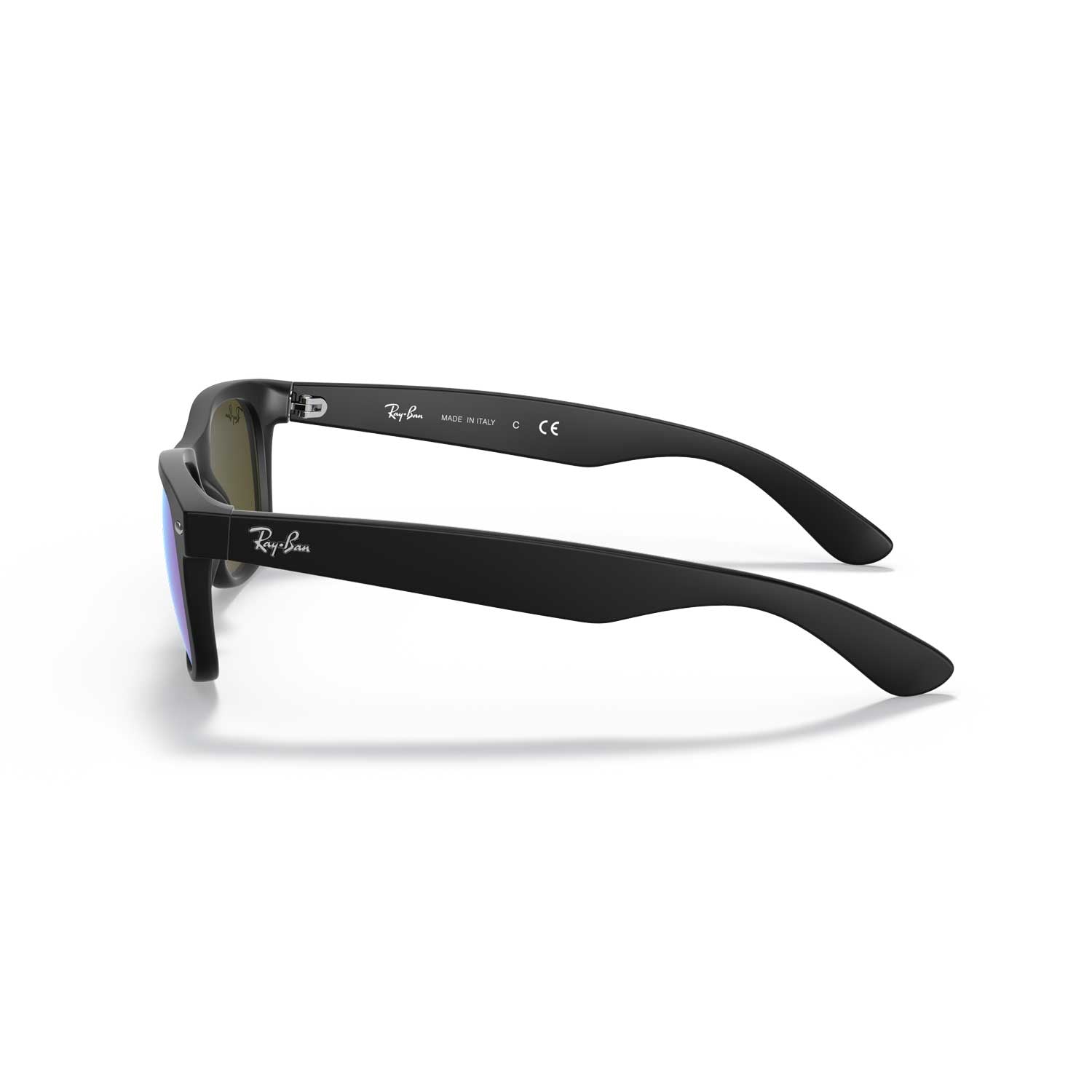 Ray-Ban New Wayfarer Classic Sunglasses - Matte Black Frame - Blue Lenses - BeachToBlvd