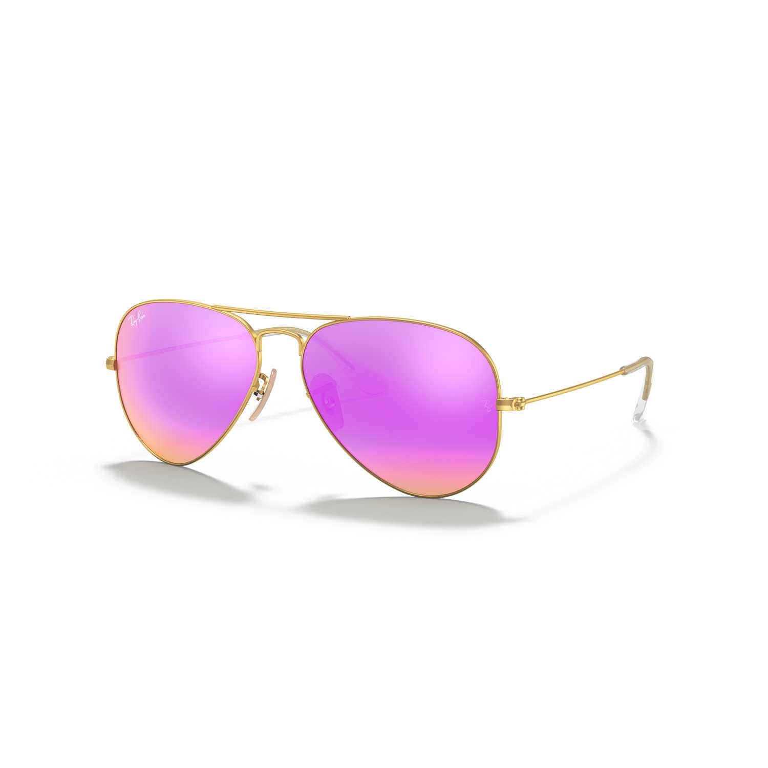 Ray-Ban Aviator Polarized Sunglasses - Matte Gold Frame - Pink Lenses - BeachToBlvd