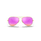 Ray-Ban Aviator Polarized Sunglasses - Matte Gold Frame - Pink Lenses - BeachToBlvd
