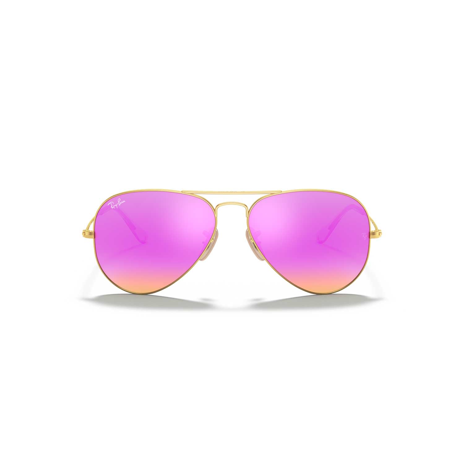 Ray-Ban Aviator Polarized Sunglasses - Matte Gold Frame - Pink Lenses - BeachToBlvd