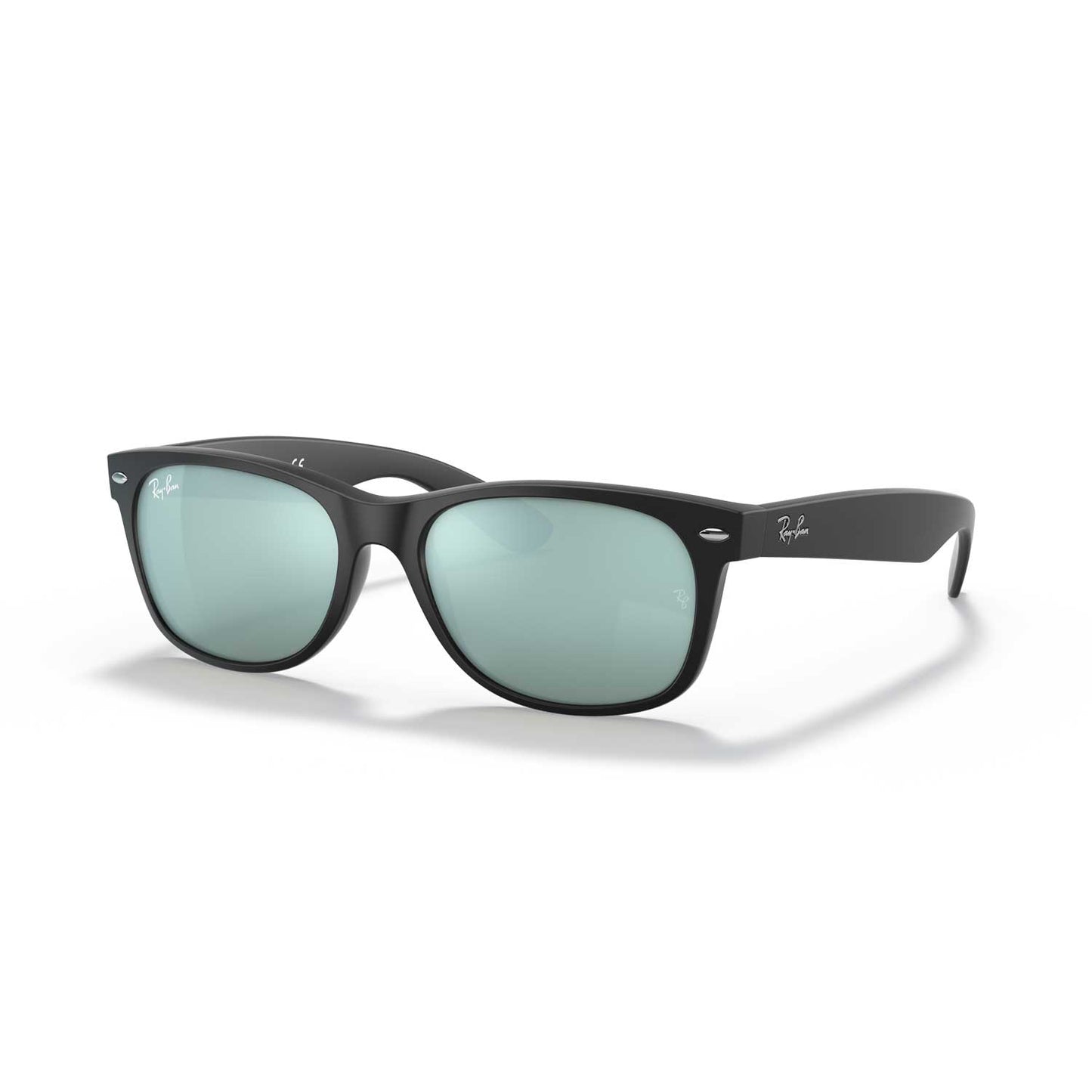 Ray-Ban New Wayfarer Classic Sunglasses - Matte Black Frame - Light Green Lenses