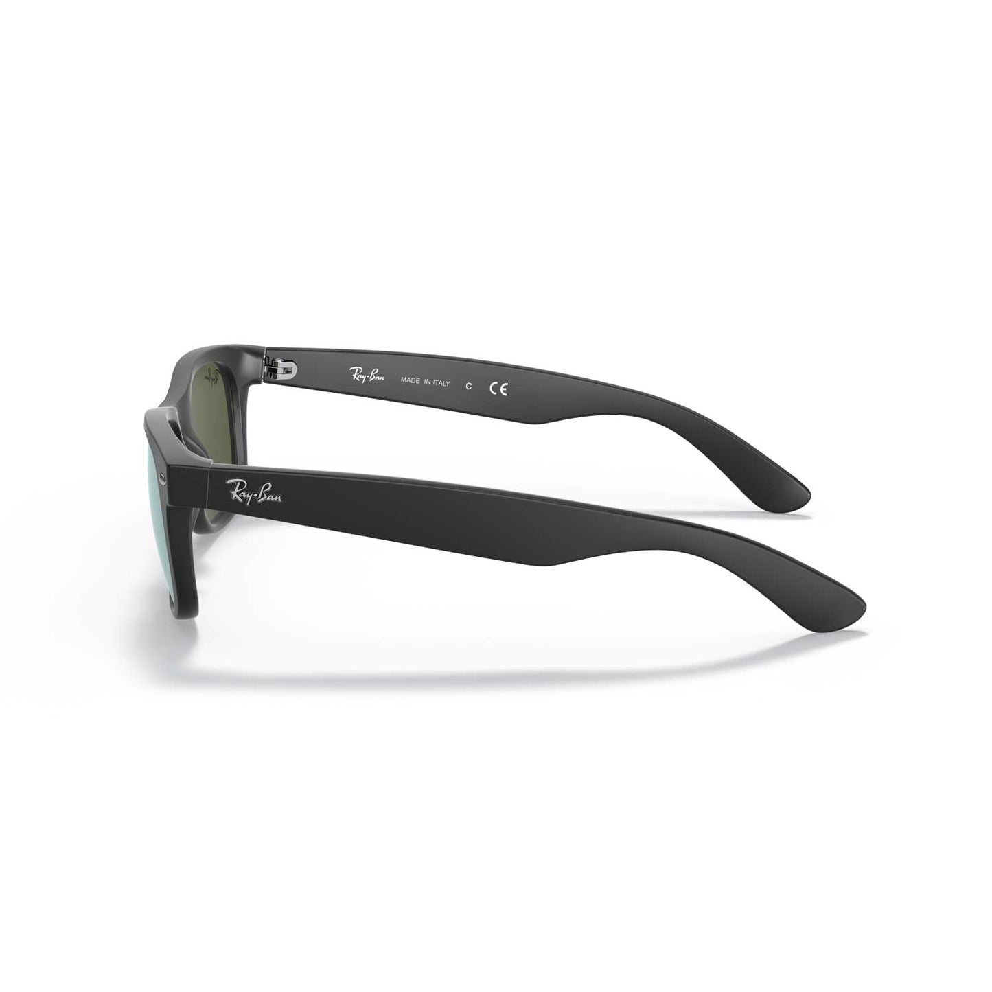 Ray-Ban New Wayfarer Classic Sunglasses - Matte Black Frame - Light Green Lenses