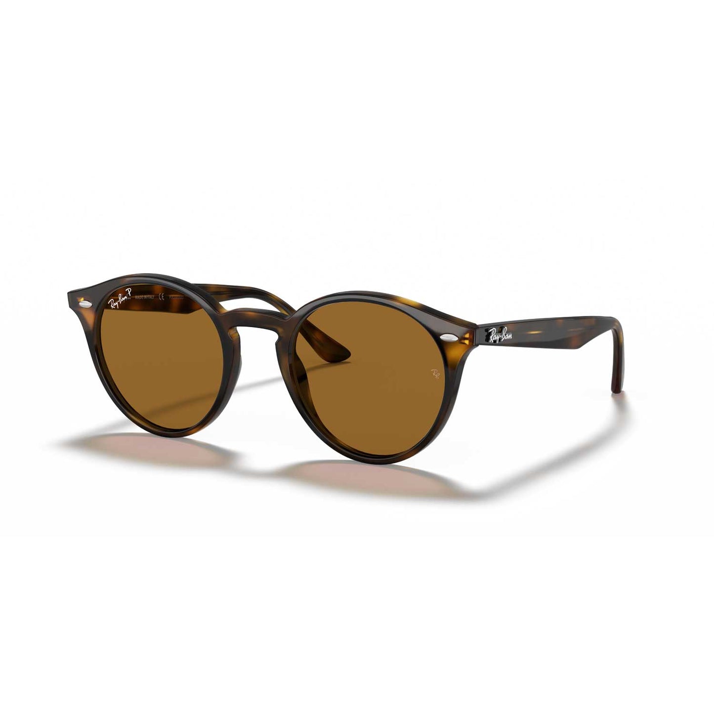 Ray-Ban RB2180 Round Polarized Sunglasses - Light Havana Frame - Brown Lenses