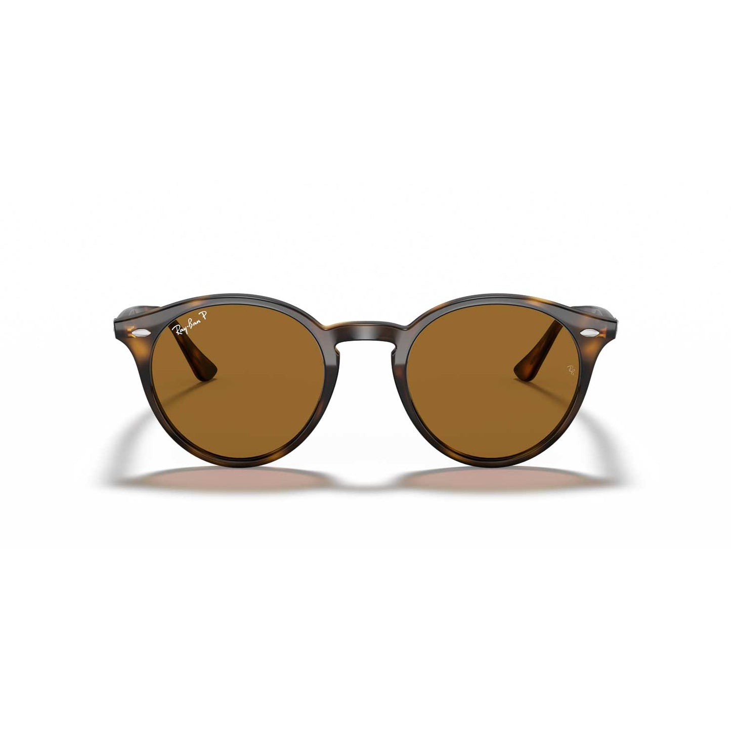 Ray-Ban RB2180 Round Polarized Sunglasses - Light Havana Frame - Brown Lenses
