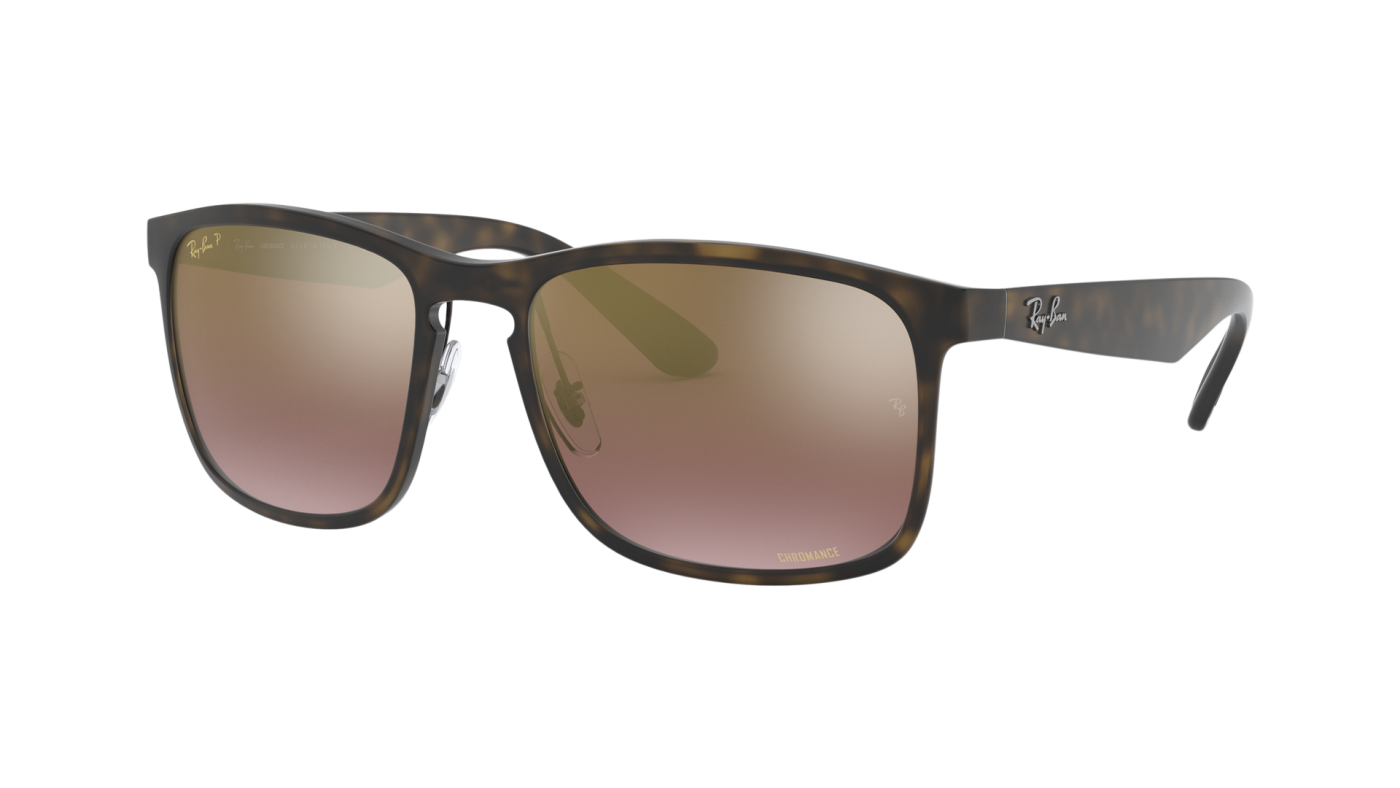 Ray-Ban RB4264 Chromance Polarized Sunglasses - Matte Havana Frame - Violet Lenses