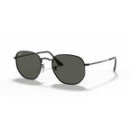 Ray-Ban Hexagonal Flat Lenses Polarized Sunglasses - Black Frame - Green Lenses - BeachToBlvd