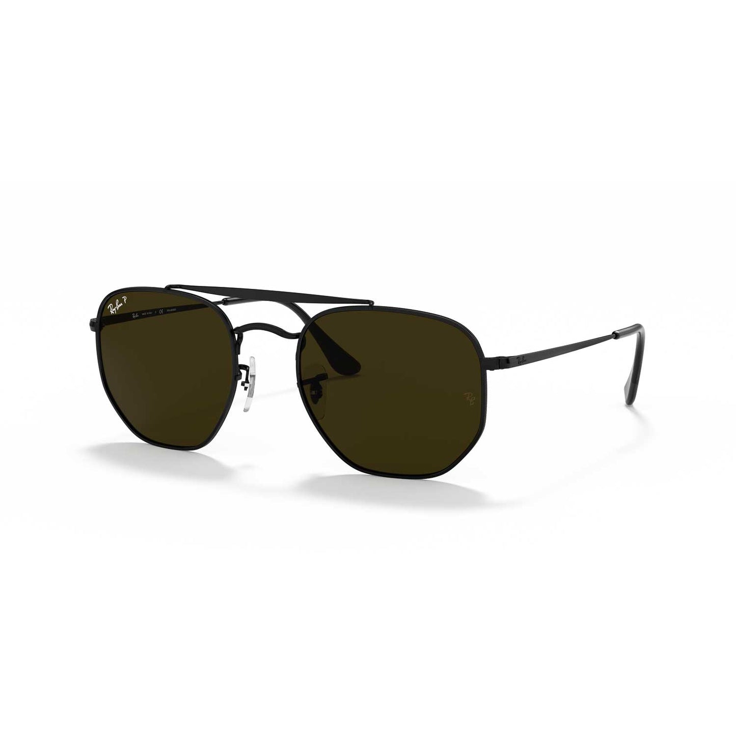 Ray-Ban The Marshal Polarized Sunglasses - Polished Black Frame - Green Lenses