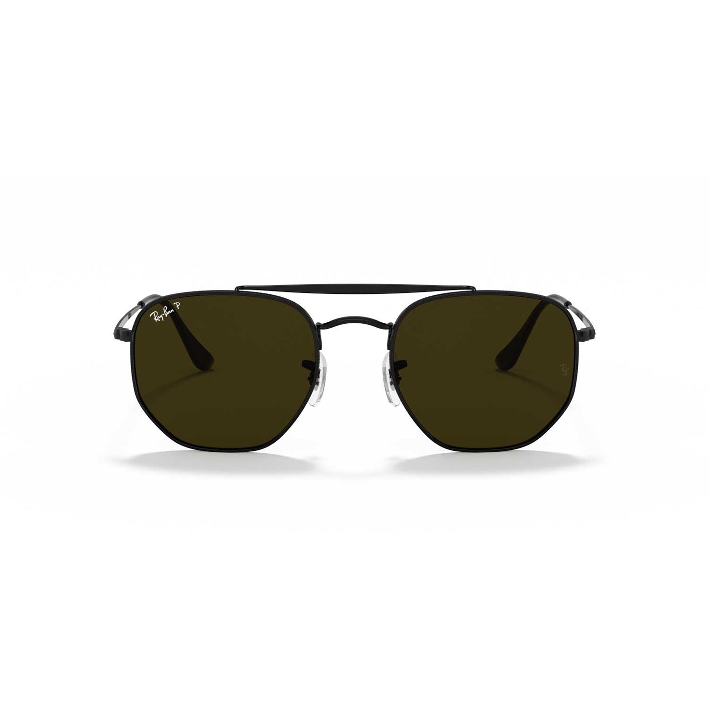 Ray-Ban The Marshal Polarized Sunglasses - Polished Black Frame - Green Lenses