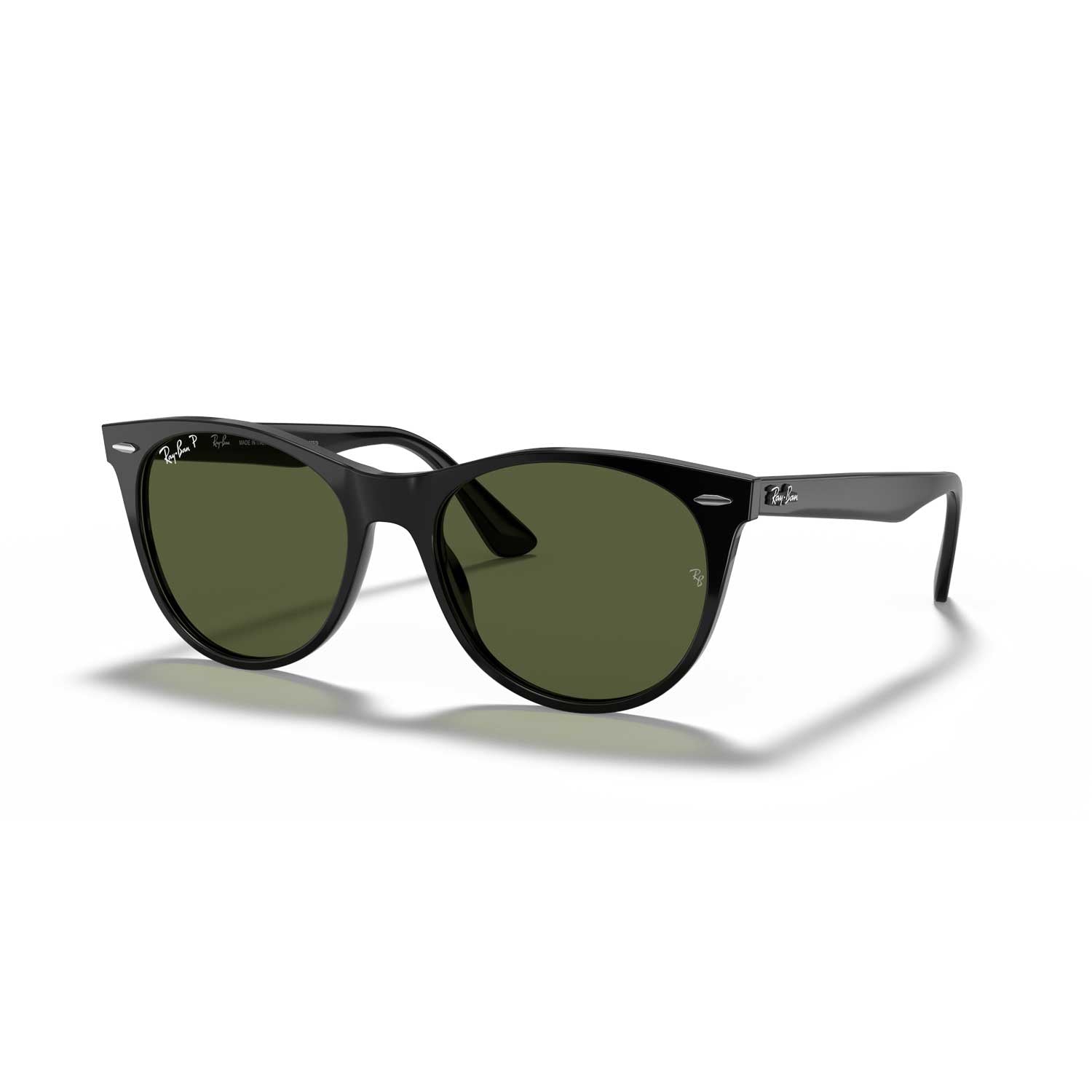 Ray-Ban Wayfarer II Classic Polarized Sunglasses - Black Frame \ Green Lenses - BeachToBlvd