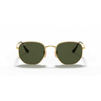 Ray-Ban Hexagonal Flat Lenses Polarized Sunglasses - Gold Frame - Green Lenses - BeachToBlvd
