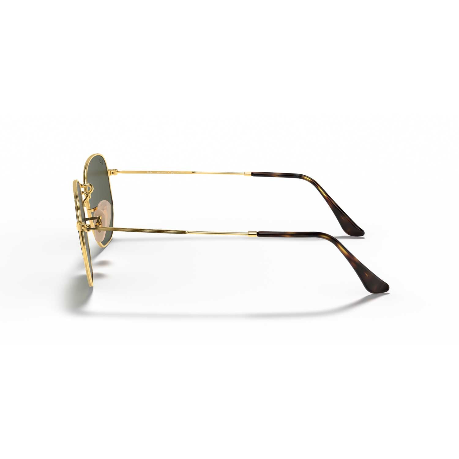 Ray-Ban Hexagonal Flat Lenses Polarized Sunglasses - Gold Frame - Green Lenses - BeachToBlvd
