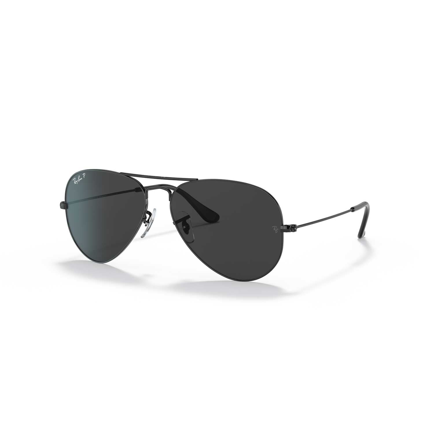 Ray-Ban Aviator Total Polarized Sunglasses - Black Frame - Black Lenses - BeachToBlvd