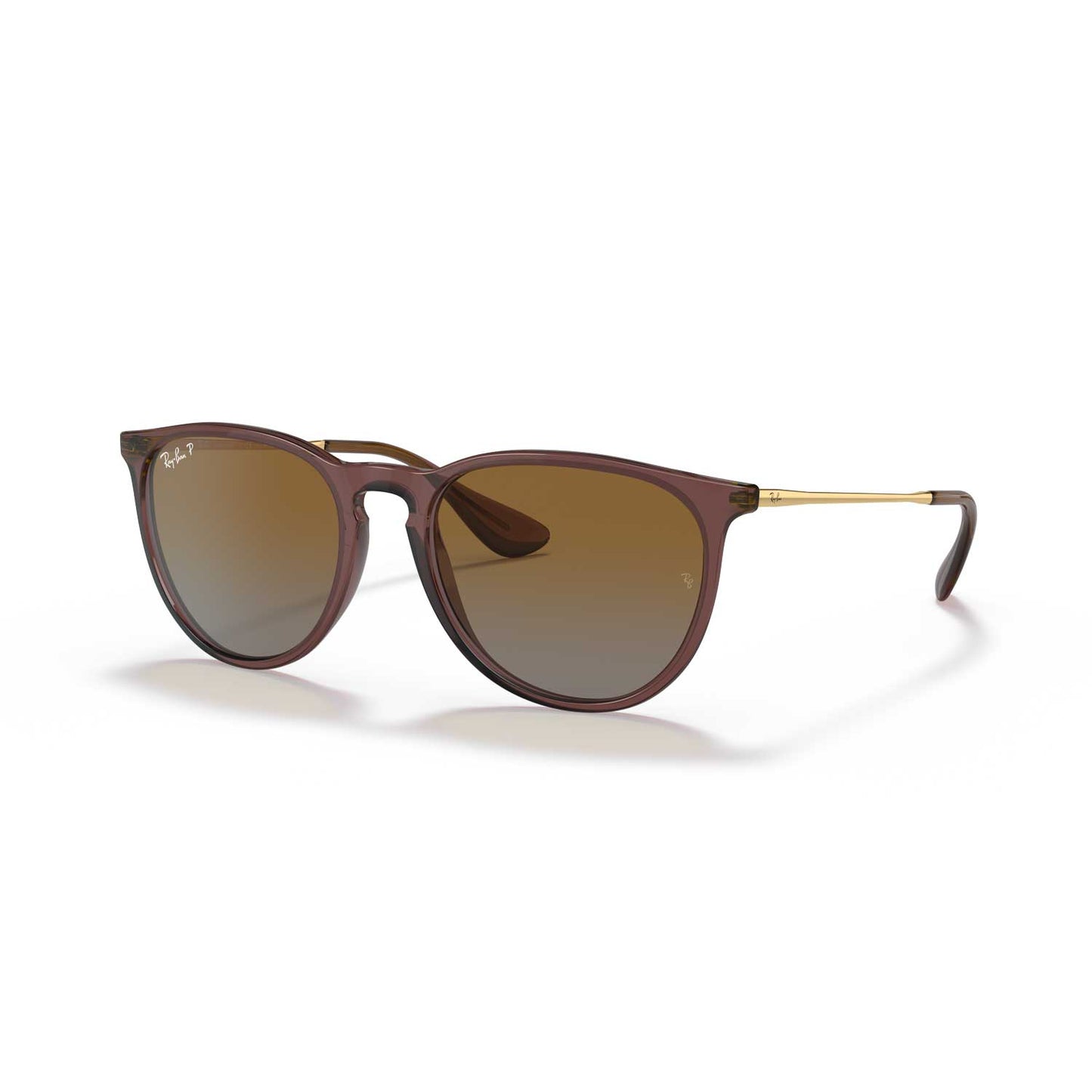 Ray-Ban Erika Classic Polarized Sunglasses - Polished Transparent Dark Brown Frame - Brown Lenses