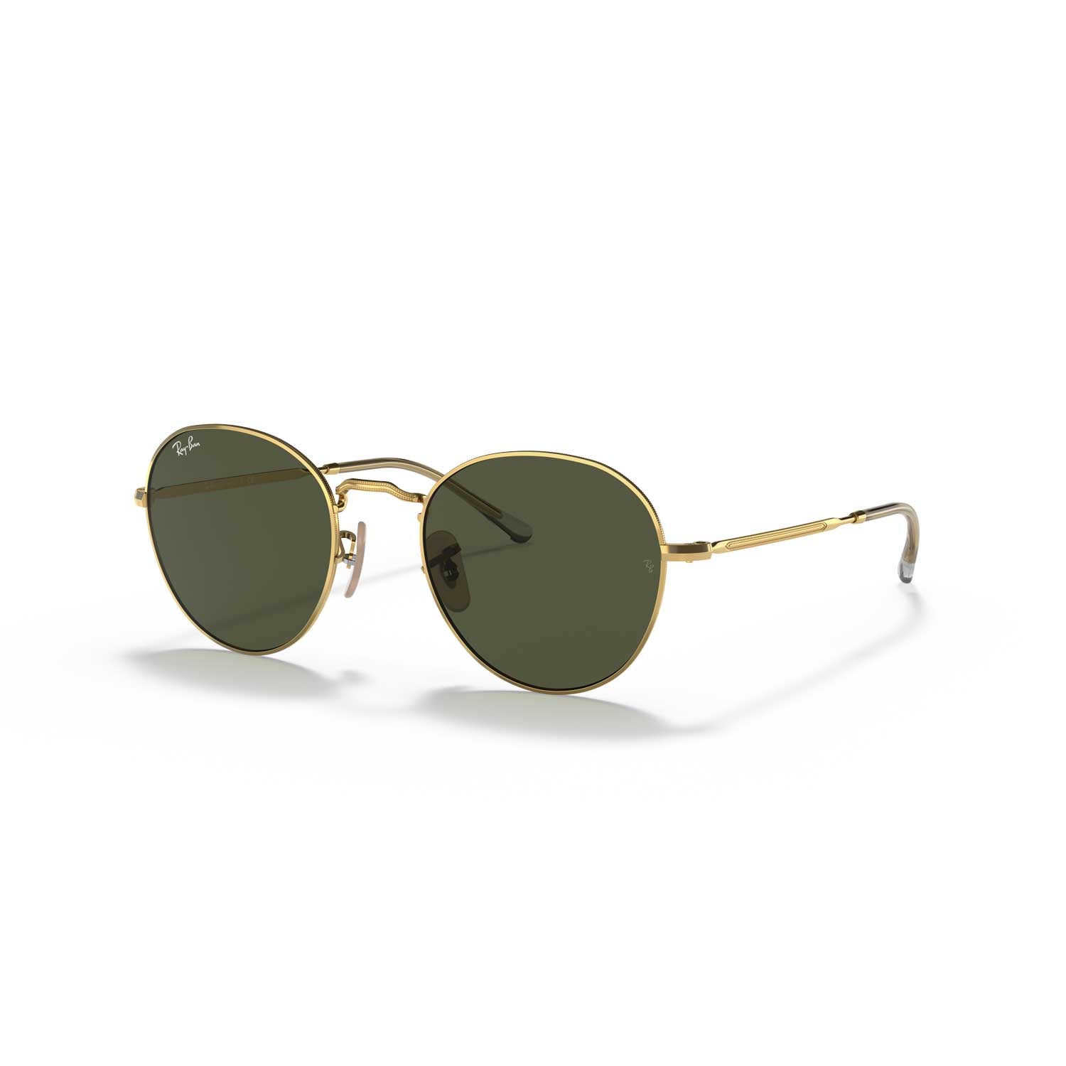 Ray-Ban David Round Sunglasses - Polished Gold Frame - Green Lenses - BeachToBlvd