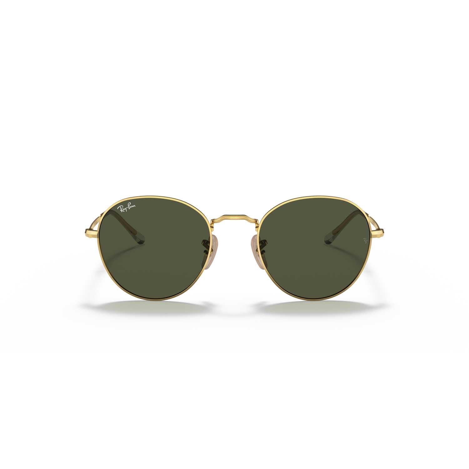 Ray-Ban David Round Sunglasses - Polished Gold Frame - Green Lenses - BeachToBlvd
