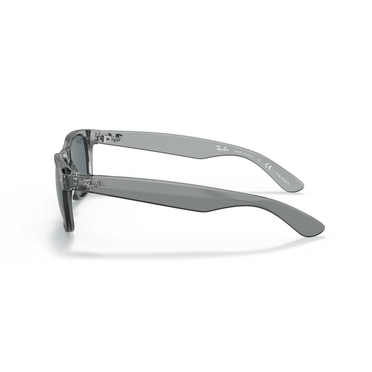 Ray-Ban New Wayfarer Classic Polarized Sunglasses - Transparent Grey Frame - Blue Lenses