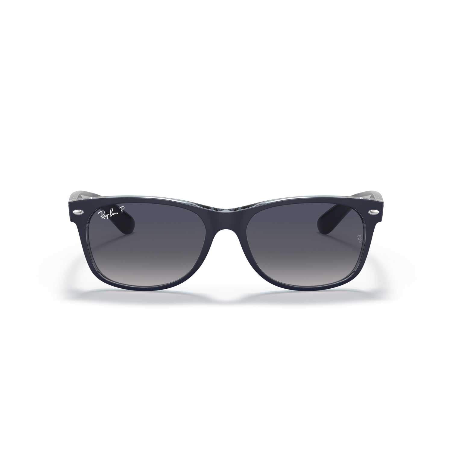 Ray-Ban New Wayfarer Classic Polarized Sunglasses - Matte Blue Frame / Blue Lenses - BeachToBlvd