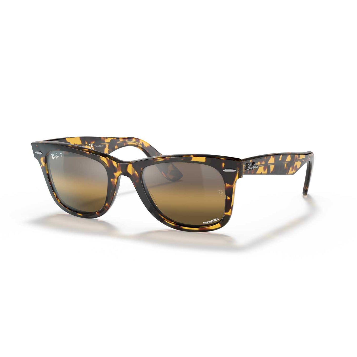 Ray-Ban Wayfarer Classic Chromance Polarized Sunglasses - Yellow Havana Frame - Brown Lenses